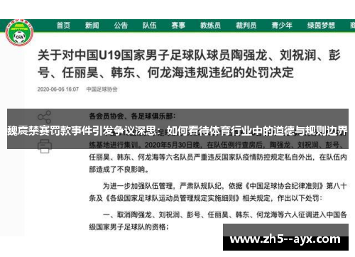 魏震禁赛罚款事件引发争议深思:如何看待体育行业中的道德与规则边界 魏震禁赛罚款事件引发争议深思:如何看待体育行业中的道德与规则边界